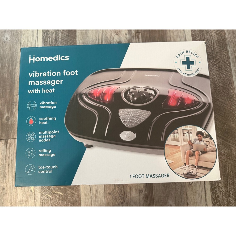 Homedics Vibrating Foot Massager With Heat - Black‎ New Open Box Never Used